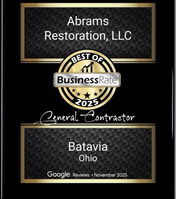 Abrams Restoration, LLC — Best of BusinessRate 2025, General Contractor, Batavia, Ohio (Google Reviews, November 2025)